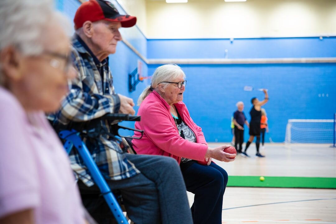 seniors chatting in community center