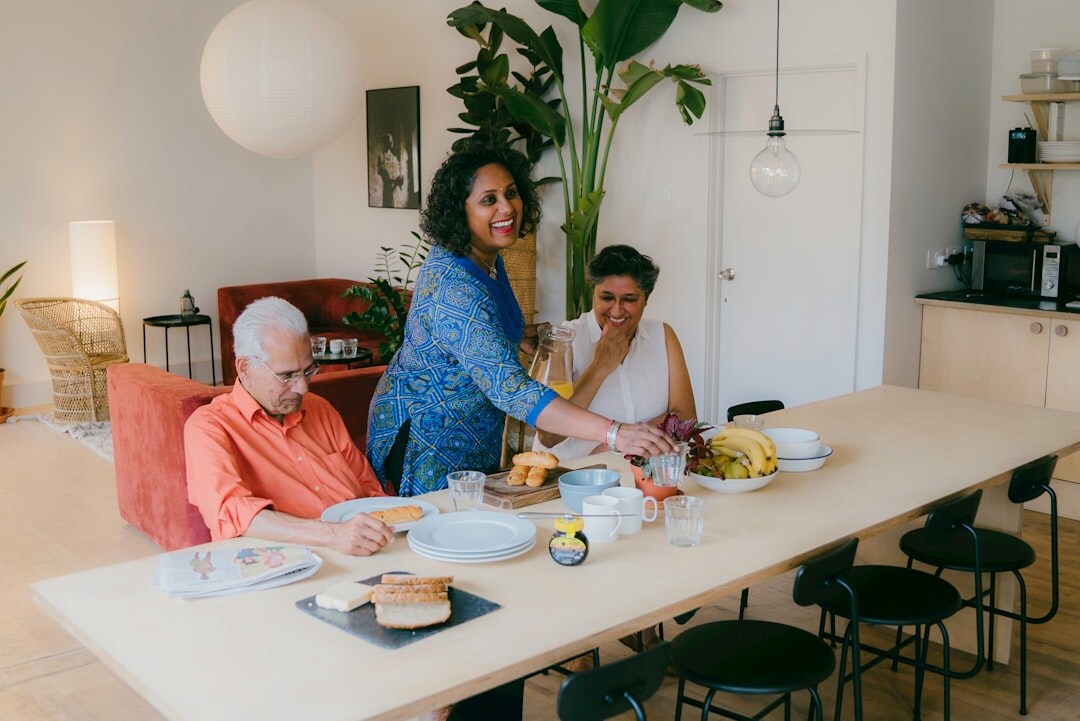 seniors sharing meal together