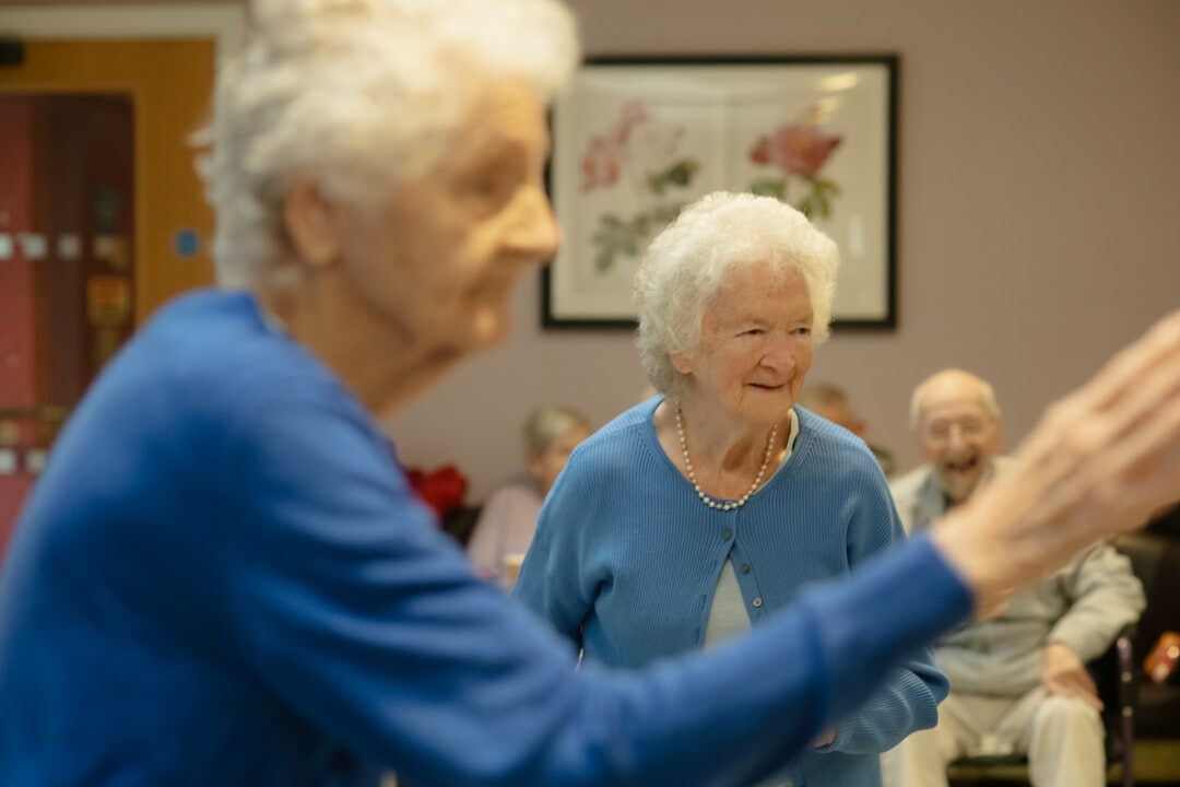 happy senior couple dancing