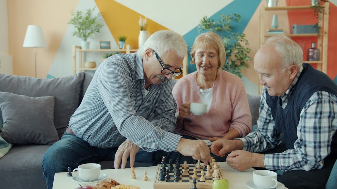 seniors playing board games