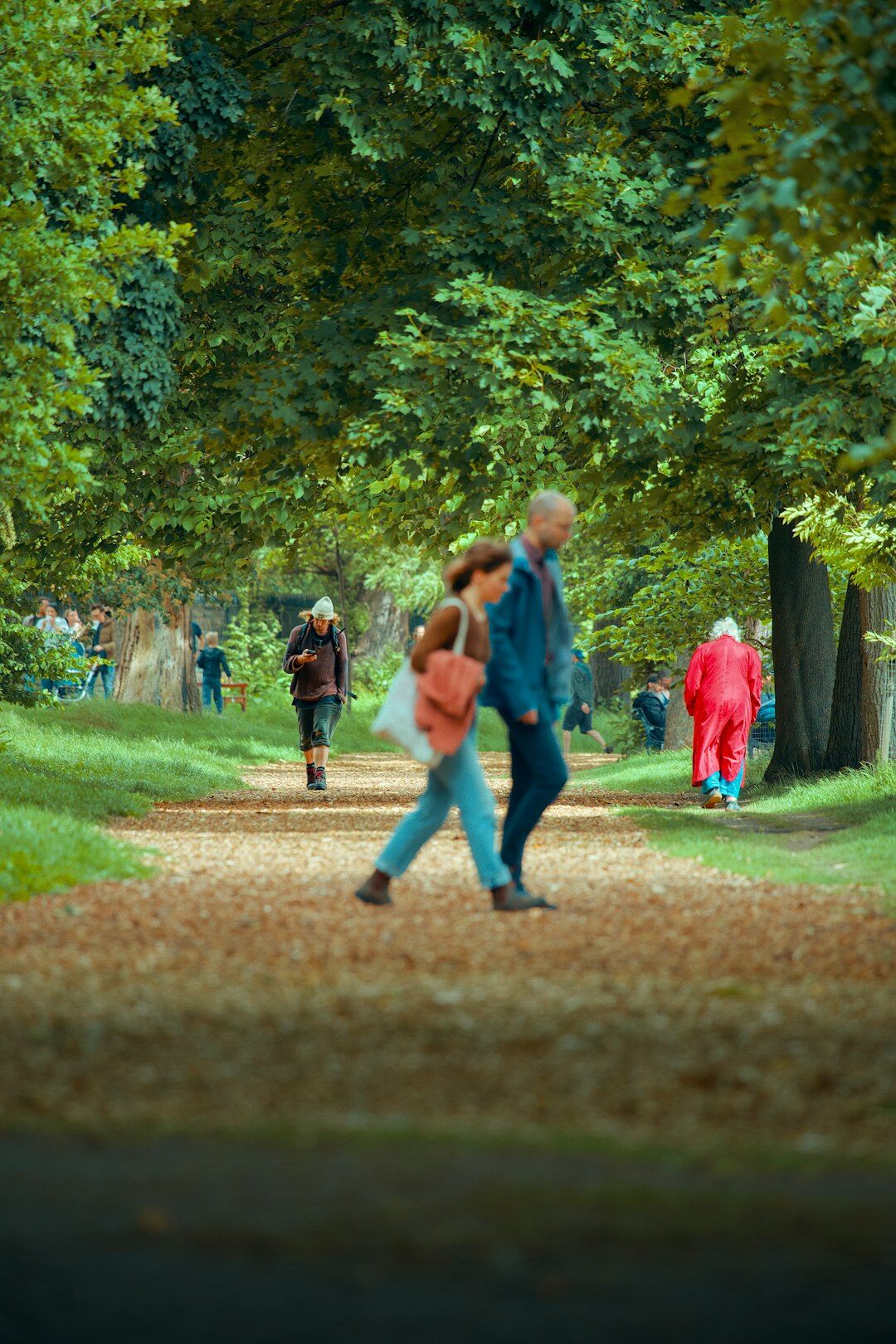 seniors walking in park